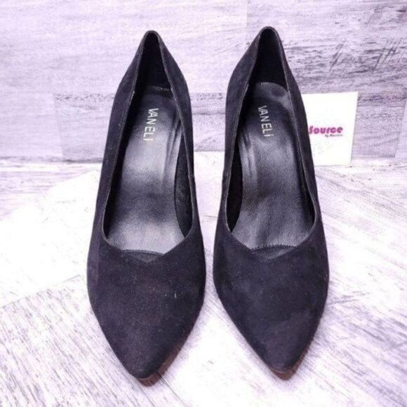 Vaneli Suede Pointed Toe Stiletto Dress Pump Black Women's sz 10 - Picture 3 of 8